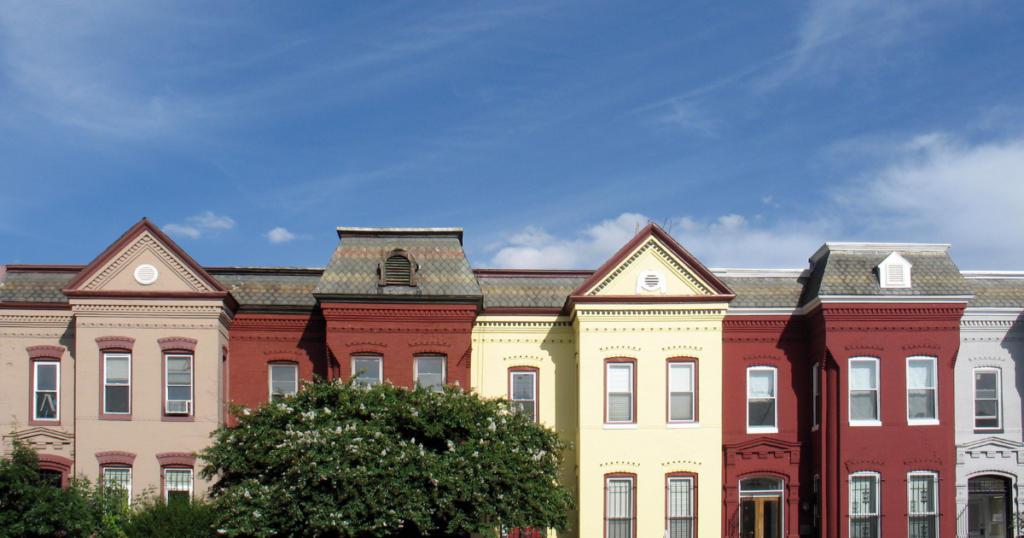 condos with a blue sky